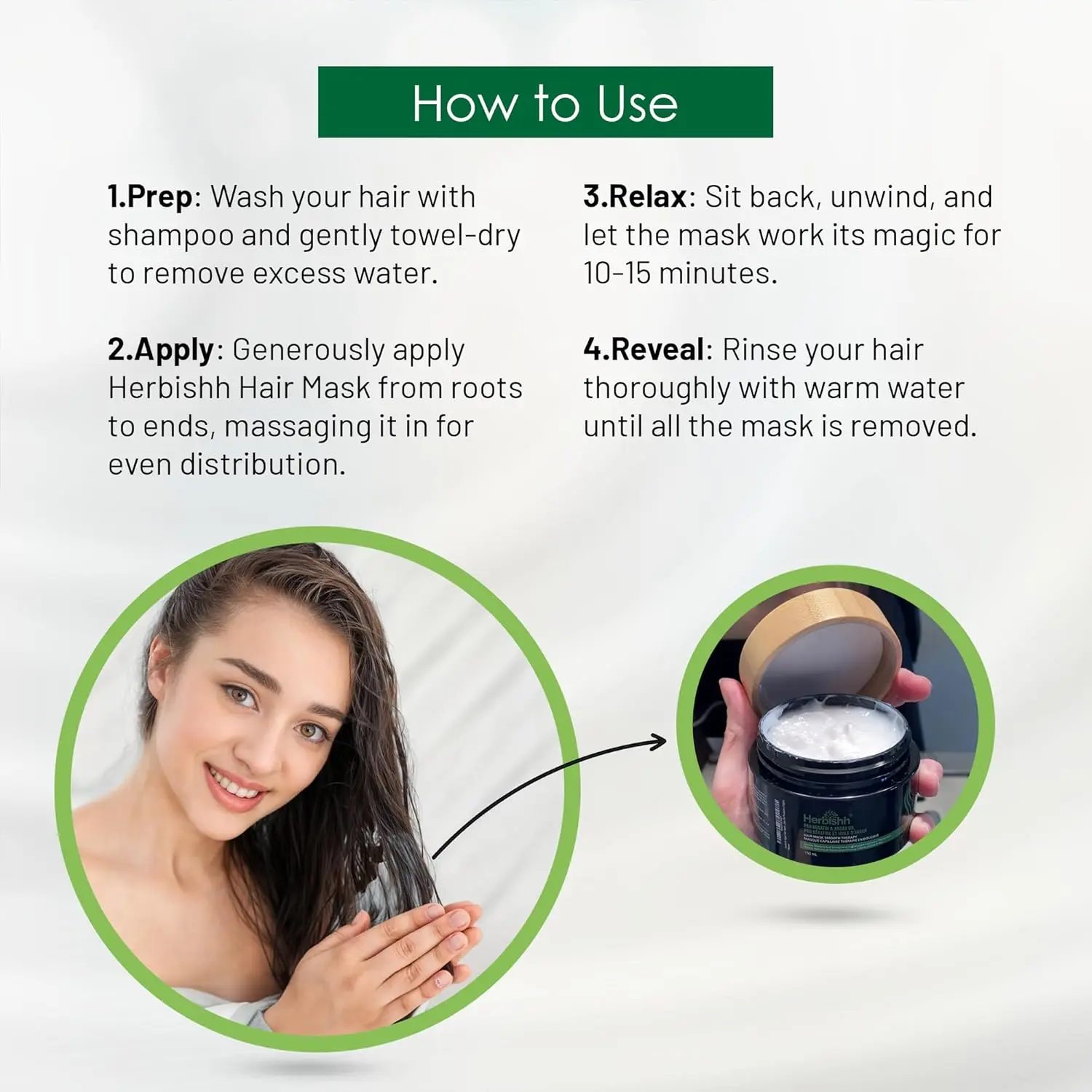 Herbishh argan oil hair mask with keratin provides professional treatment for dry, damaged, and color-treated hair, restoring softness, bounce, and shine with natural and safe ingredients.