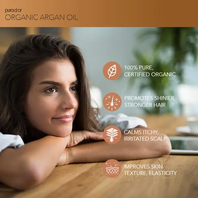 This organic Moroccan Argan Oil provides daily protection and salon-like treatment for dry, damaged skin and hair, leaving it soft, supple, and moisturized.