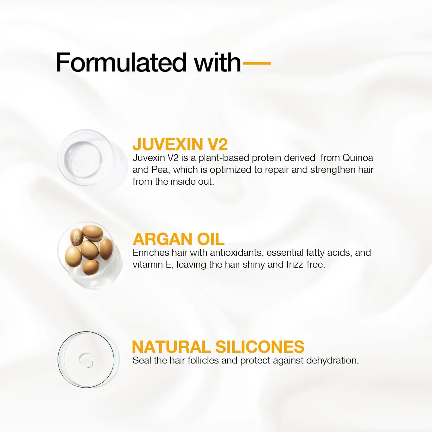 This argan oil hair serum with keratin revitalizes dry, damaged hair, adding shine, smoothing frizz, and protecting against heat for all hair types, leaving hair healthy and manageable.