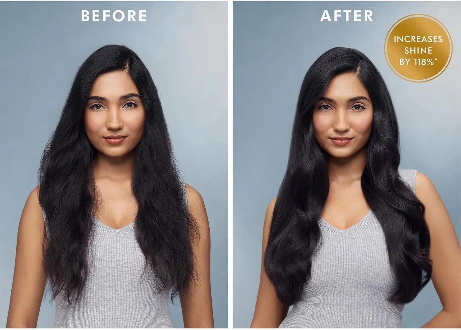 Bottle of Moroccan Argan Oil for hair, skin, and body shown to nourish dry, damaged hair and reduce frizz for a radiant, healthy look.