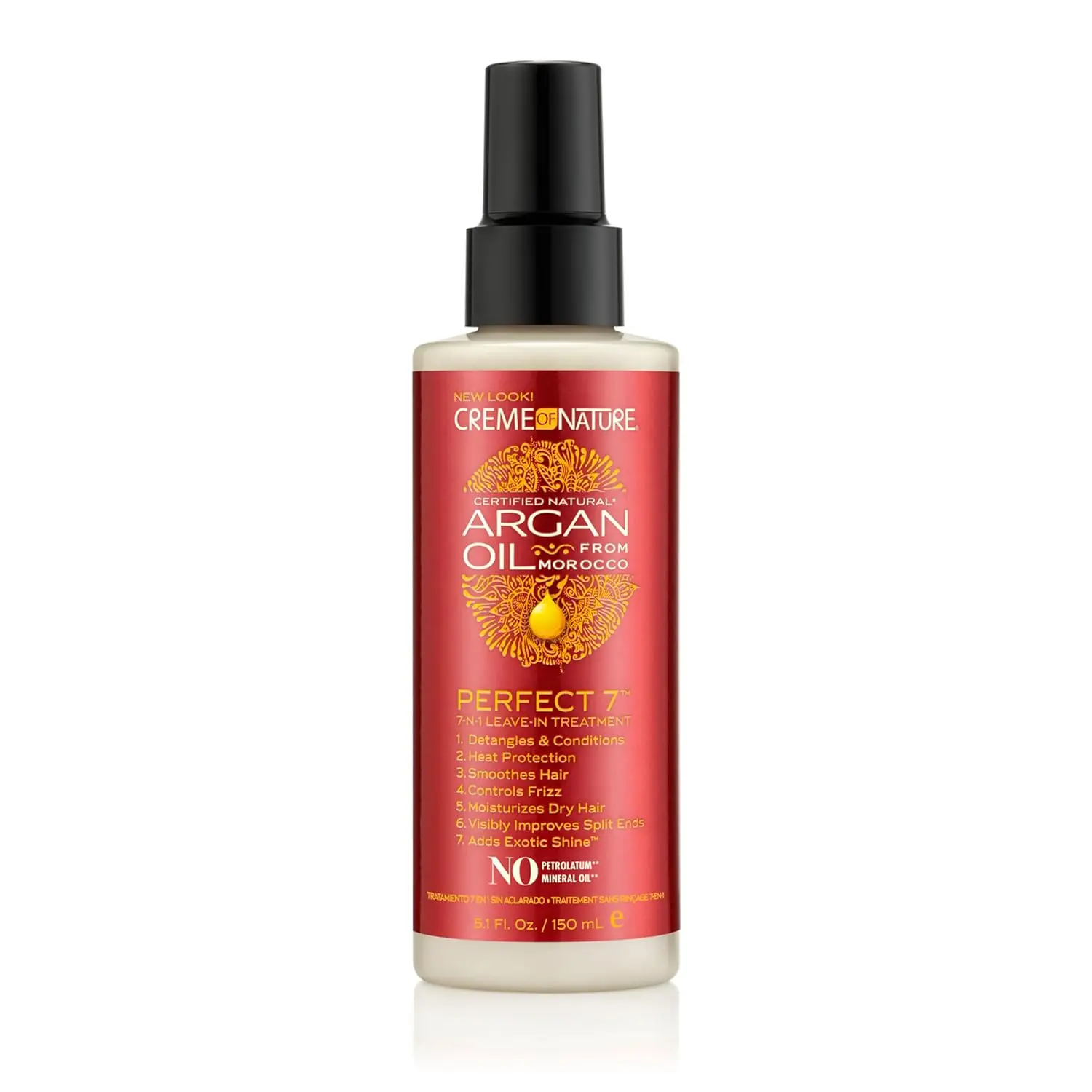 Creme of Nature Argan Oil 7-in-1 leave-in treatment protects hair from breakage, reduces frizz, moisturizes and adds shine.