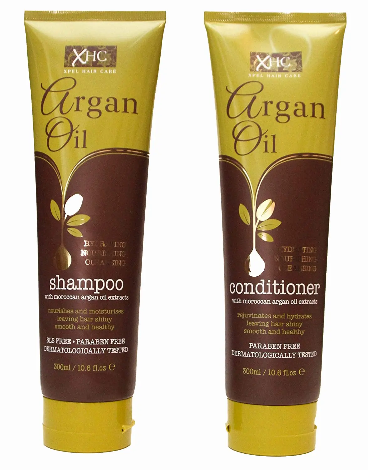 This large argan oil shampoo and conditioner set, each bottle containing 300ml, provides a complete hair care solution.