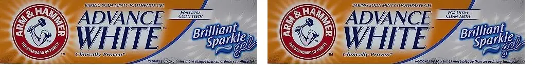 Arm & Hammer Advance White Brilliant Sparkle Gel toothpaste that whitens teeth and controls tartar for fresh breath.