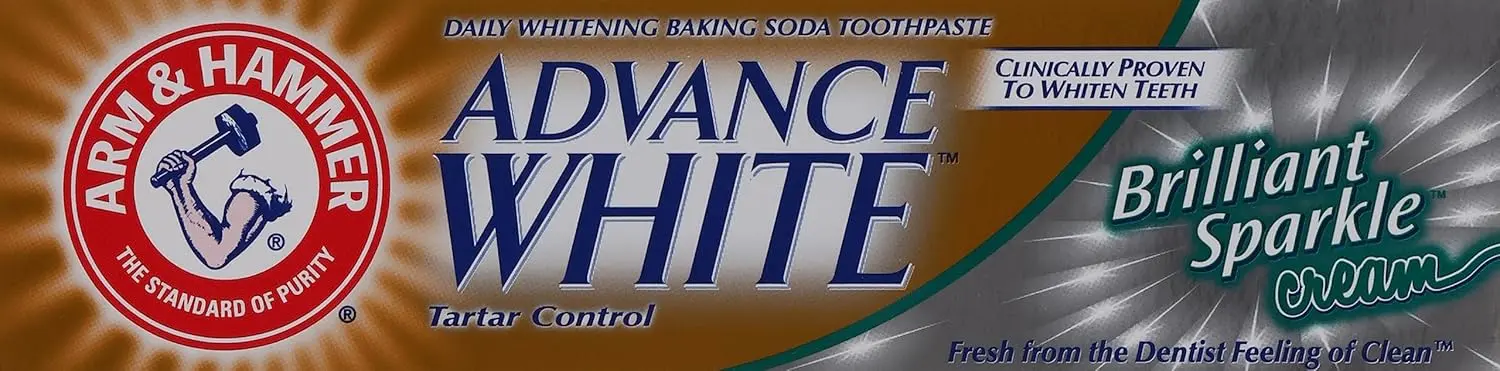 Arm & Hammer Advance White toothpaste uses baking soda to gently whiten teeth, control tartar, and leave your mouth feeling fresh and clean.
