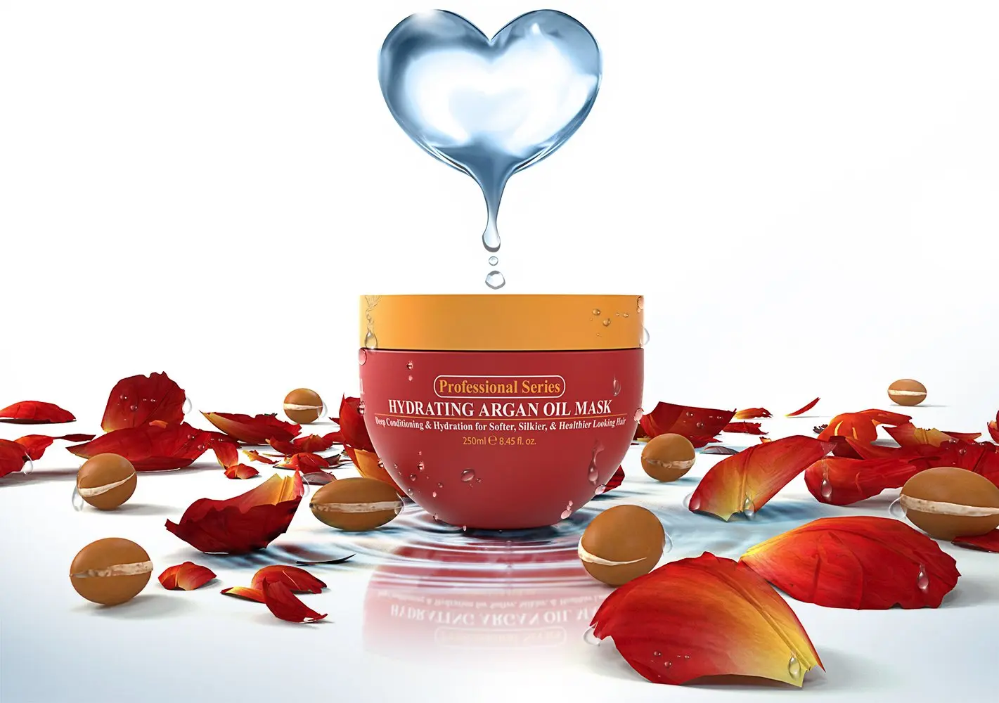 Arvazallia hydrating argan oil hair mask in an 8.45oz container, formulated for dry and damaged hair.