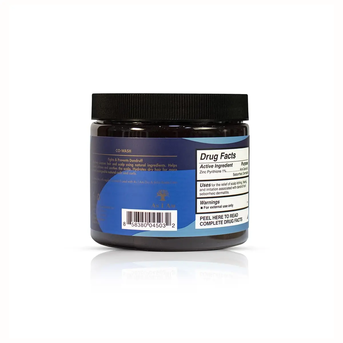 As I Am Dry & Itchy Scalp Care Cowash helps relieve scalp itchiness, flaking, and irritation while fighting dandruff with olive and tea tree oil.