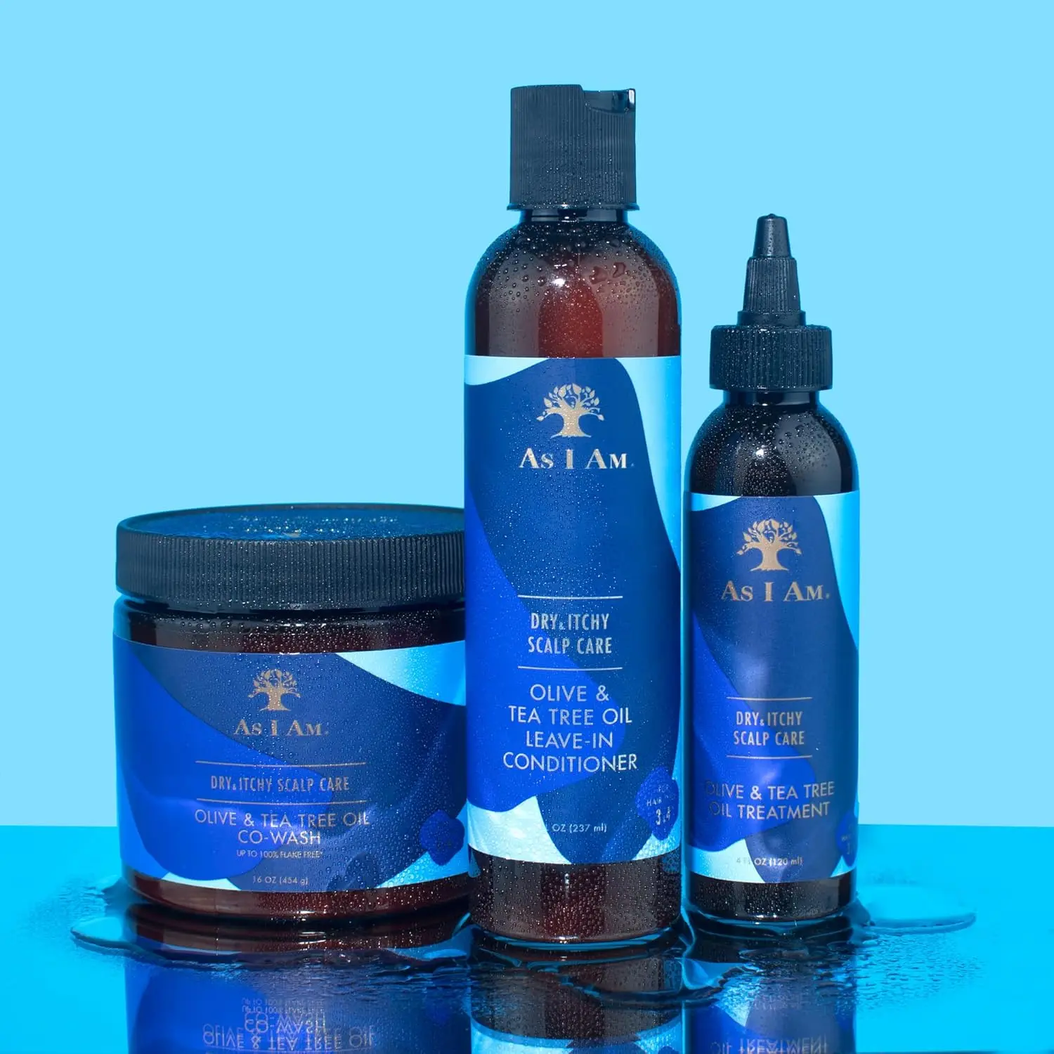 As I Am Dry & Itchy Scalp Care Cowash helps relieve scalp itchiness, flaking, and irritation while fighting dandruff with olive and tea tree oil.