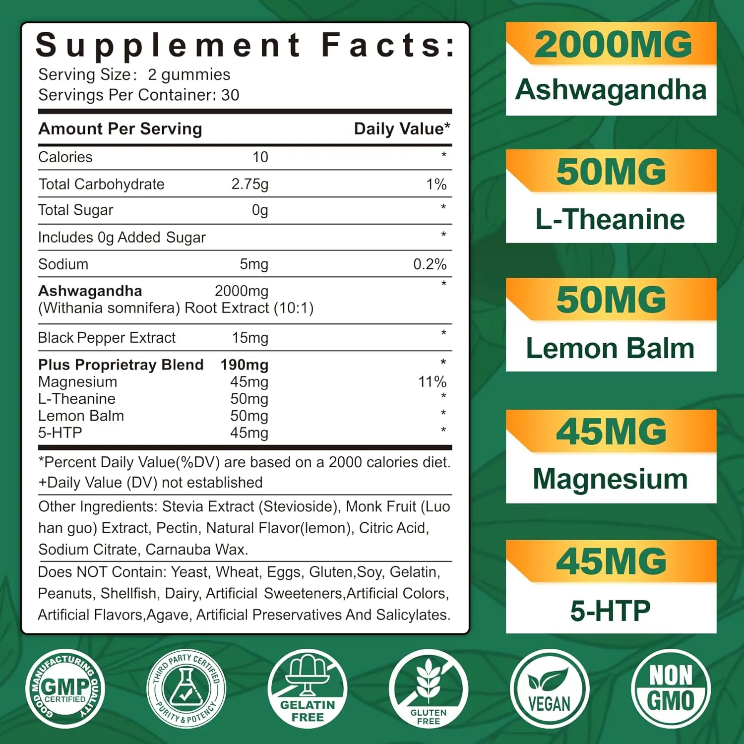 A jar of NEVISSBAGS organic ashwagandha root extract gummies, a herbal supplement for stress relief, adrenal and immune support.