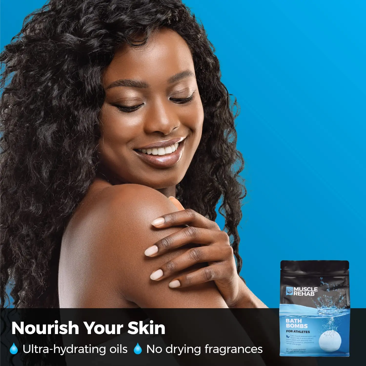 White bath bombs for athletes with magnesium-rich Epsom salts to revive tired muscles, refresh the body, relax, and calm.