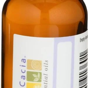 This is a 2 fl. oz. amber glass Aura Cacia bottle with a writable label, perfect for storing homemade body care products.