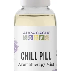 Aura Cacia Chill Pill aromatherapy mist provides a calming and relaxing atmosphere with pure essential oils, perfect for on-the-go use and air freshening.