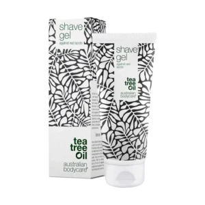 Australian Bodycare shave gel with tea tree oil for sensitive skin to help prevent razor burn and ingrown hairs.