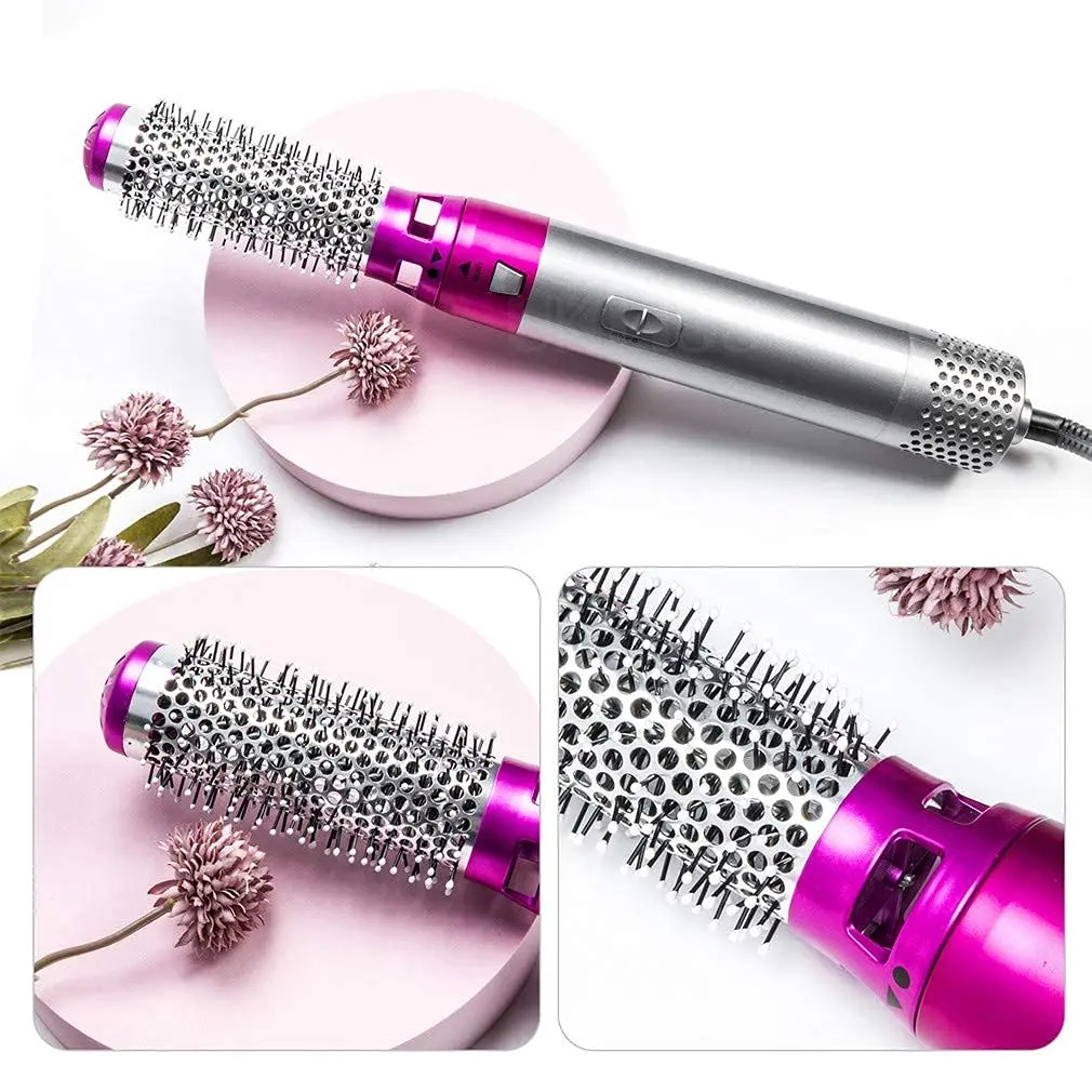 An automatic hair curler is shown, perfect for creating curls on all hair types with fast heating and automatic shut off.