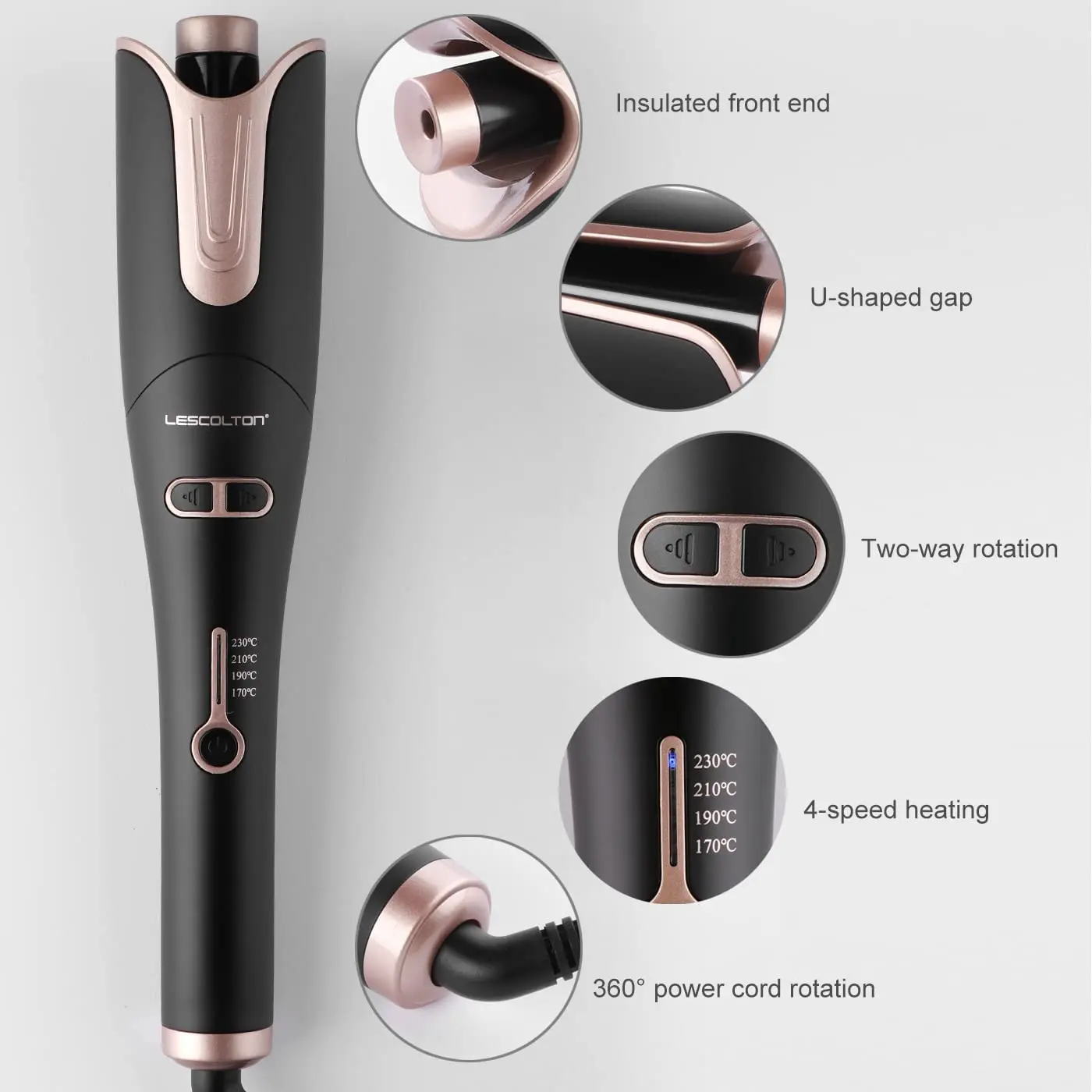 The automatic curling iron features adjustable temperature settings and a rotating cord, making it easy to create beautiful curls at home for all ages.