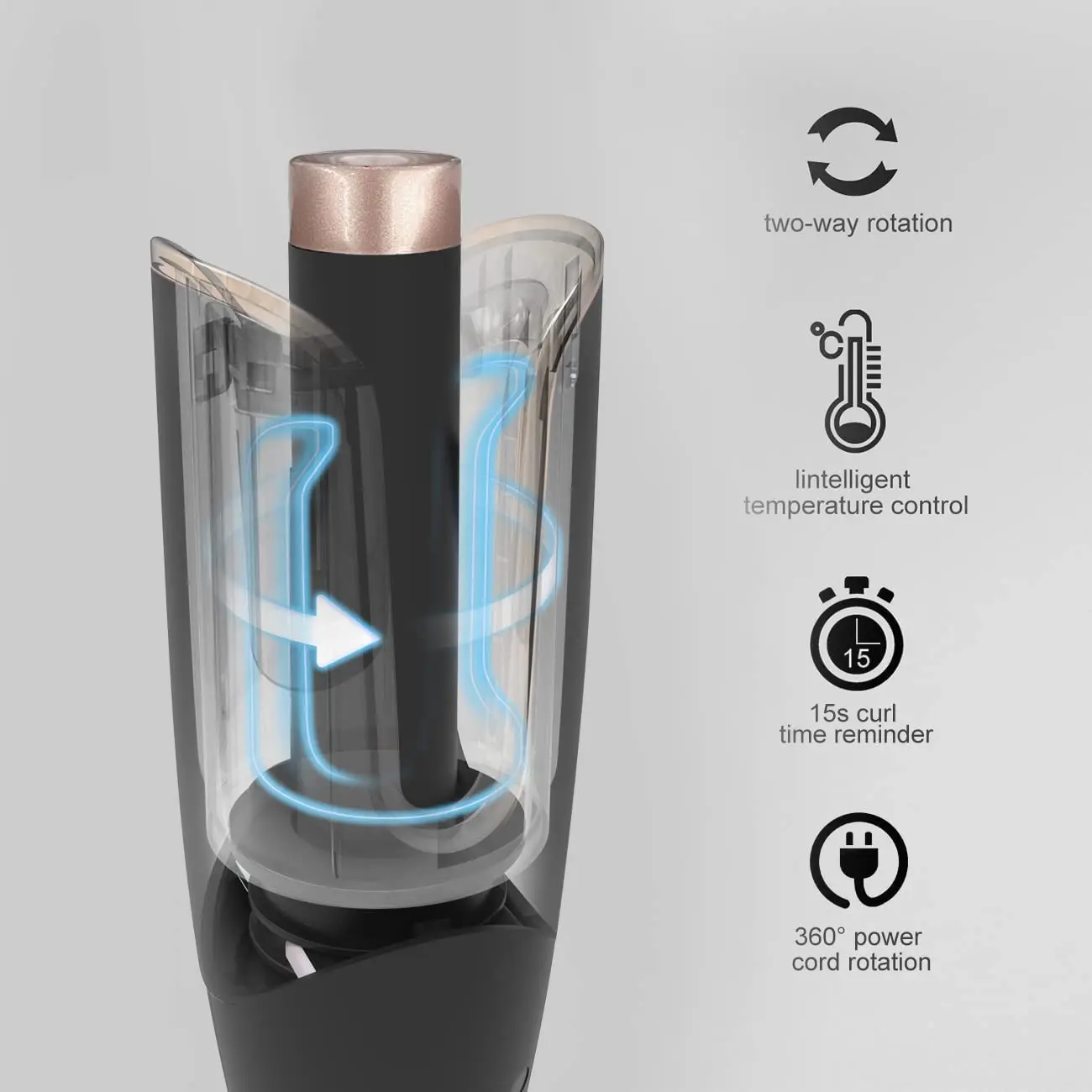 The automatic curling iron features adjustable temperature settings and a rotating cord, making it easy to create beautiful curls at home for all ages.