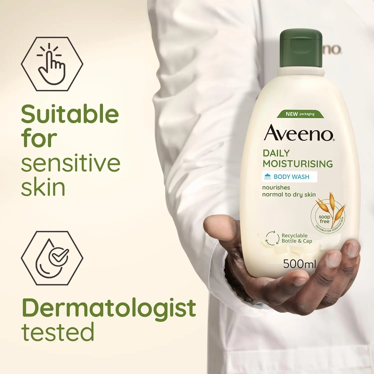 Aveeno Daily Moisturising Body Wash gently cleanses and nourishes dry, sensitive skin with soothing colloidal oatmeal.