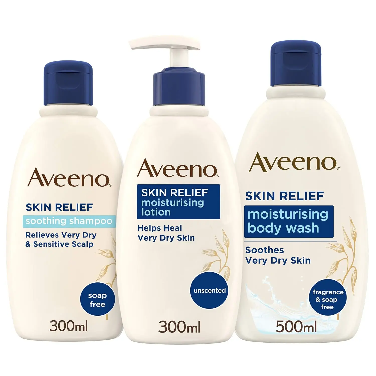 Aveeno Skin Relief Moisturising Body Wash gently cleanses and nourishes very dry, sensitive skin with its soothing Triple Oat Complex formula.