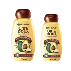 Garnier Ultra Doux avocado oil and shea butter shampoo softens and nourishes hair, leaving it shiny and frizz-free.