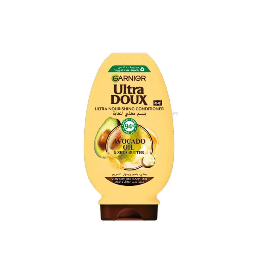 Garnier Ultra Doux Avocado Oil and Shea Butter conditioner deeply nourishes very dry, frizzy hair, leaving it soft and shiny.