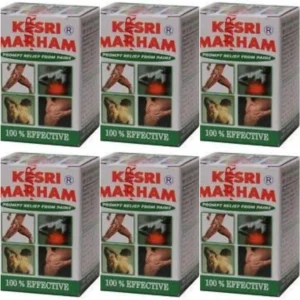 Six packs of Ayurvedic Kesri Marham Balm for joint and pain relief.