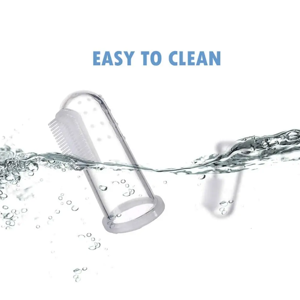 This set includes three soft silicone baby finger toothbrushes designed for infants and toddlers to gently clean their teeth, massage their gums, and promote healthy oral habits.