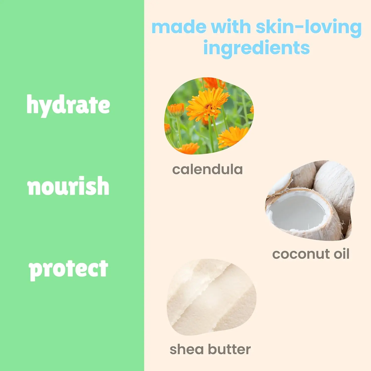 Baby Magic gentle hair and body wash with calendula and shea butter for sensitive skin, leaving a soft powder scent.