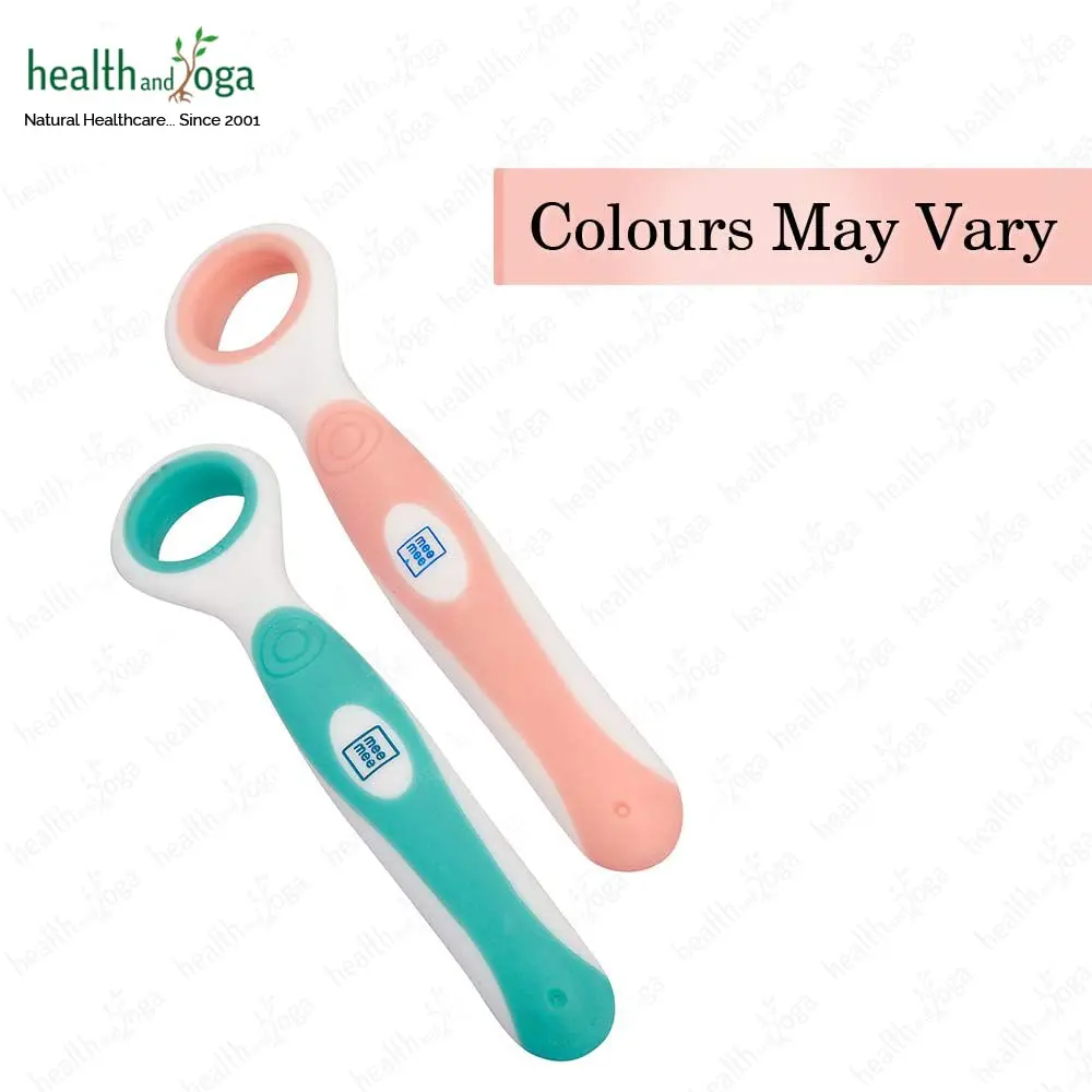 A HealthAndYoga baby tongue cleaner with a soft circle ring gently cleans a baby's tongue, removing milk residues for maintaining optimal oral hygiene.