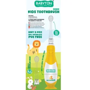 This sonic baby toothbrush with LED light and replacement head is designed for toddlers 0-3 years, featuring extra soft bristles and a food-grade silicone handle for safe and effective teeth cleaning.