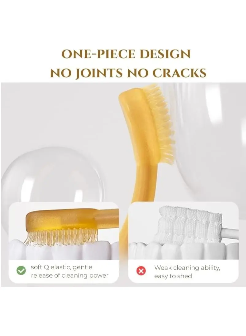 This baby toothbrush and tongue cleaner set includes a soft silicone toothbrush, tongue brush, and travel case for gentle oral care for infants 0-18 months.