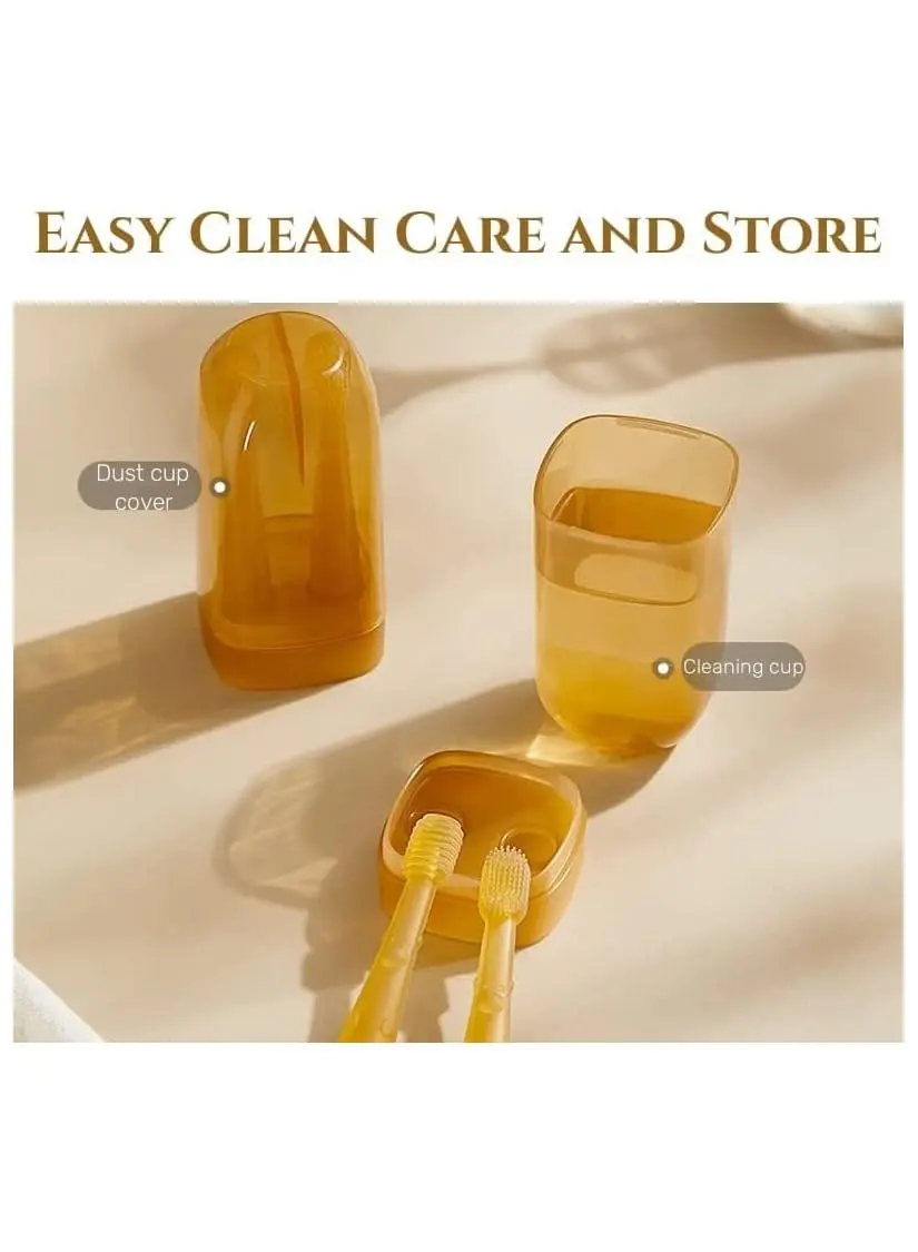 This baby toothbrush and tongue cleaner set includes a soft silicone toothbrush, tongue brush, and travel case for gentle oral care for infants 0-18 months.