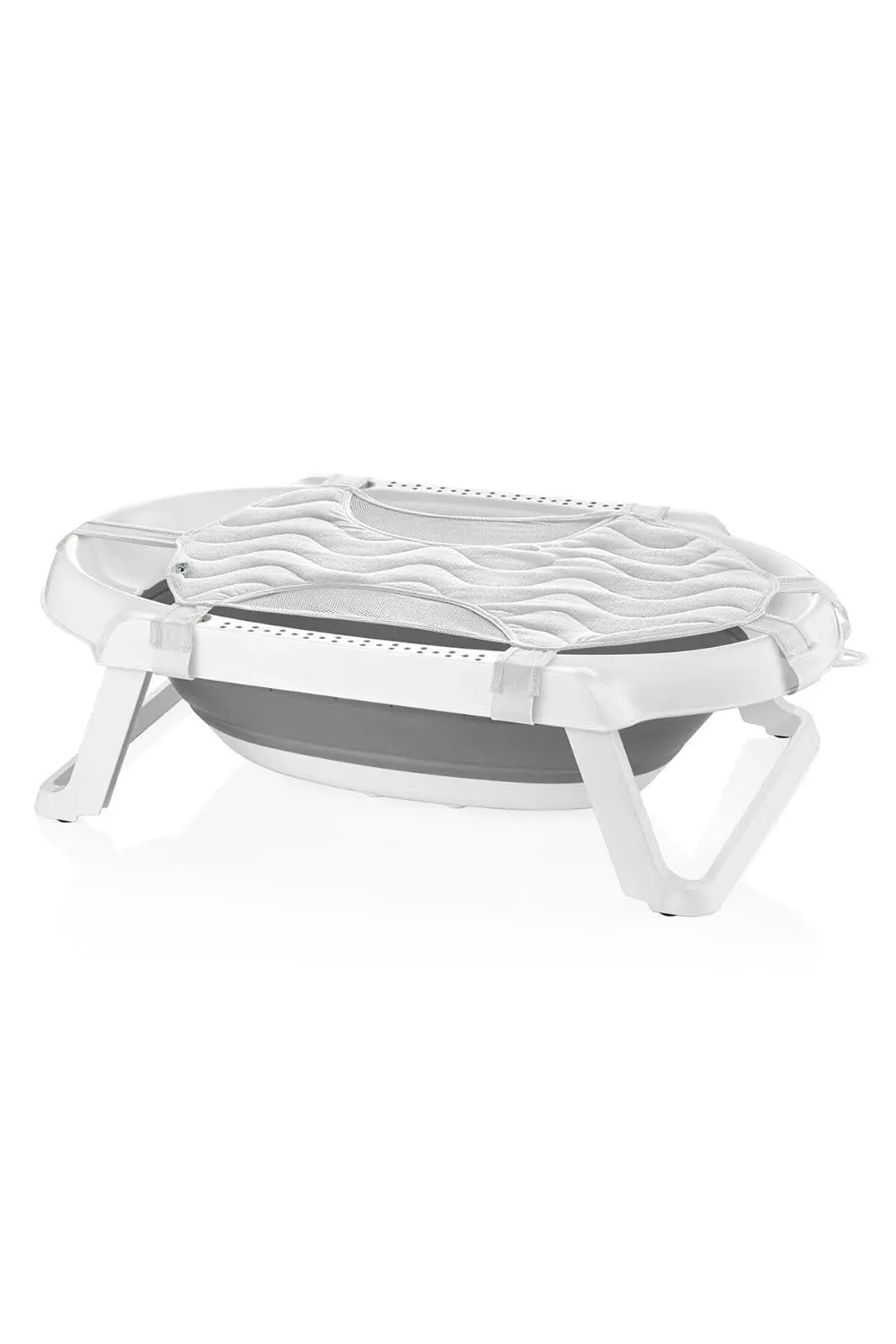 Multi-functional and eye-catching, this babyjem folding bathtub towel net provides a useful place to keep bathing essentials close.