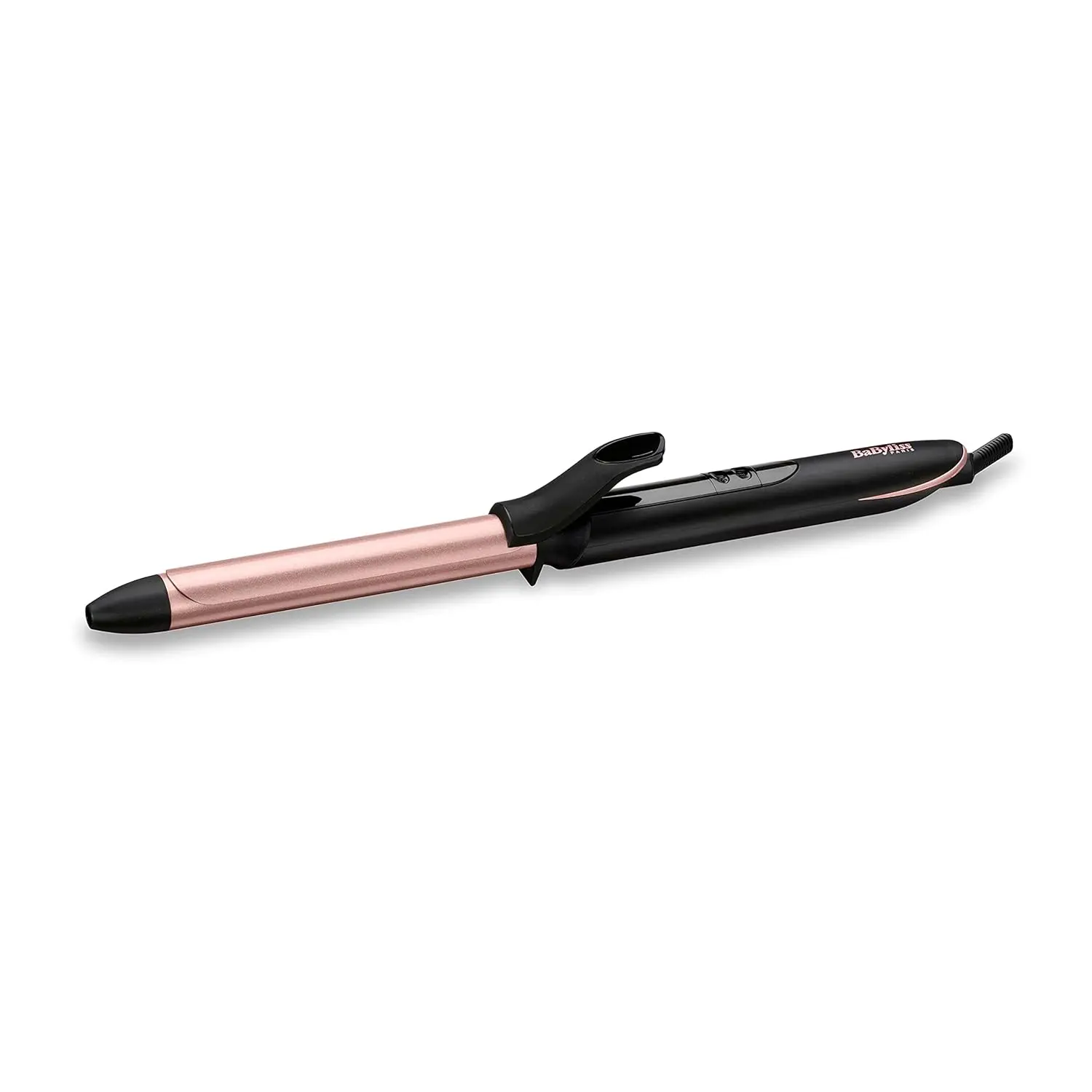 The BaByliss rose quartz curling iron has a wide 32mm barrel and digital temperature controls for creating versatile curls on all hair types.