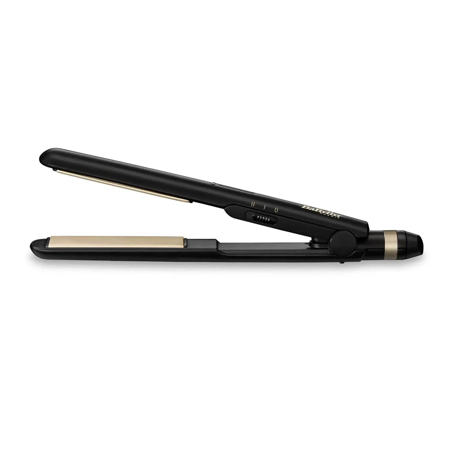 Black BaByliss ST089SDE hair straightener with grey ceramic plates, heats up in 30 seconds and offers multiple temperature settings up to 230°C for salon-quality results.