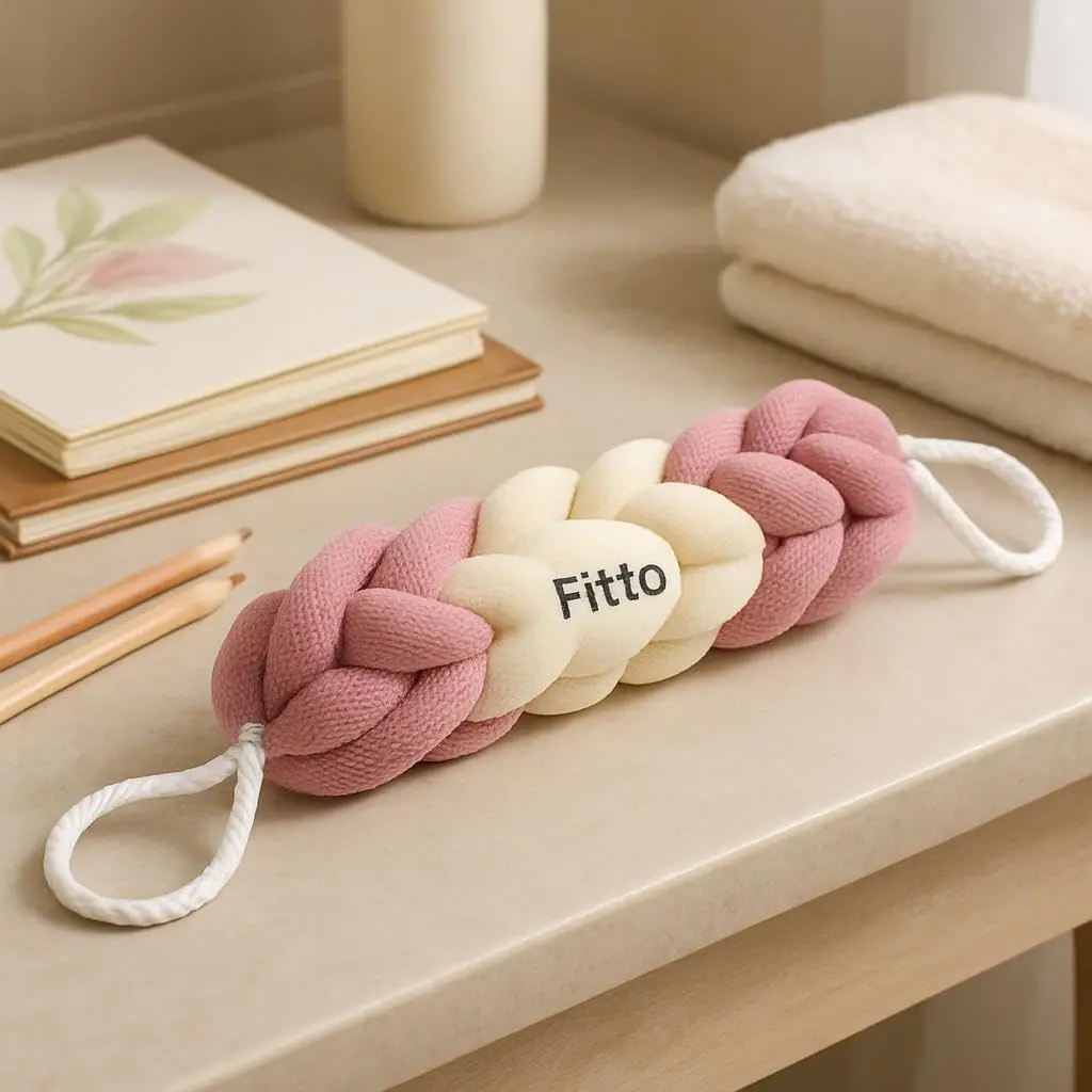 This FITTO stretchable back scrubber gently exfoliates and cleanses hard-to-reach areas like the back and neck for smoother, refreshed skin.