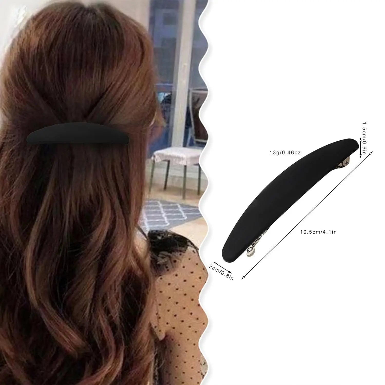 These non-slip banana hair clips in a retro and simple solid color with a unique round shape and frosted matte surface are perfect for creating a half-updo and securely holding thick or thin hair during daily commutes, parties, or night care, while being lightweight and easy to carry.