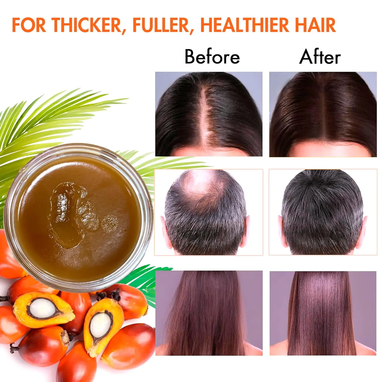 Raw batana oil extracted from American palm tree nuts helps to promote hair growth, moisturizes scalp and repair damaged hair naturally.