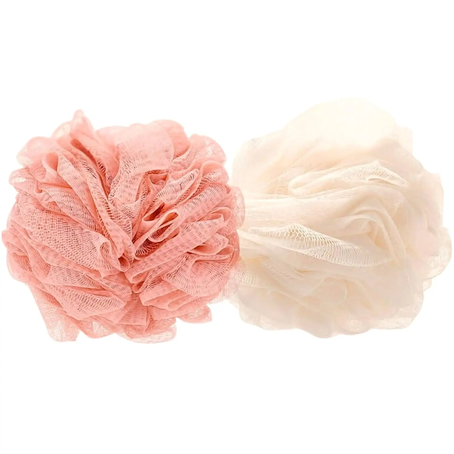 This 2-pack of soft, large, and fluffy bath balls gently exfoliates and creates a rich lather for a luxurious shower experience, perfect for daily cleansing.