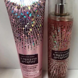 Bath and Body Works A Thousand Wishes gift set featuring a fine fragrance mist and ultimate hydration body cream with a sweet, heart-warming pink prosecco scent.
