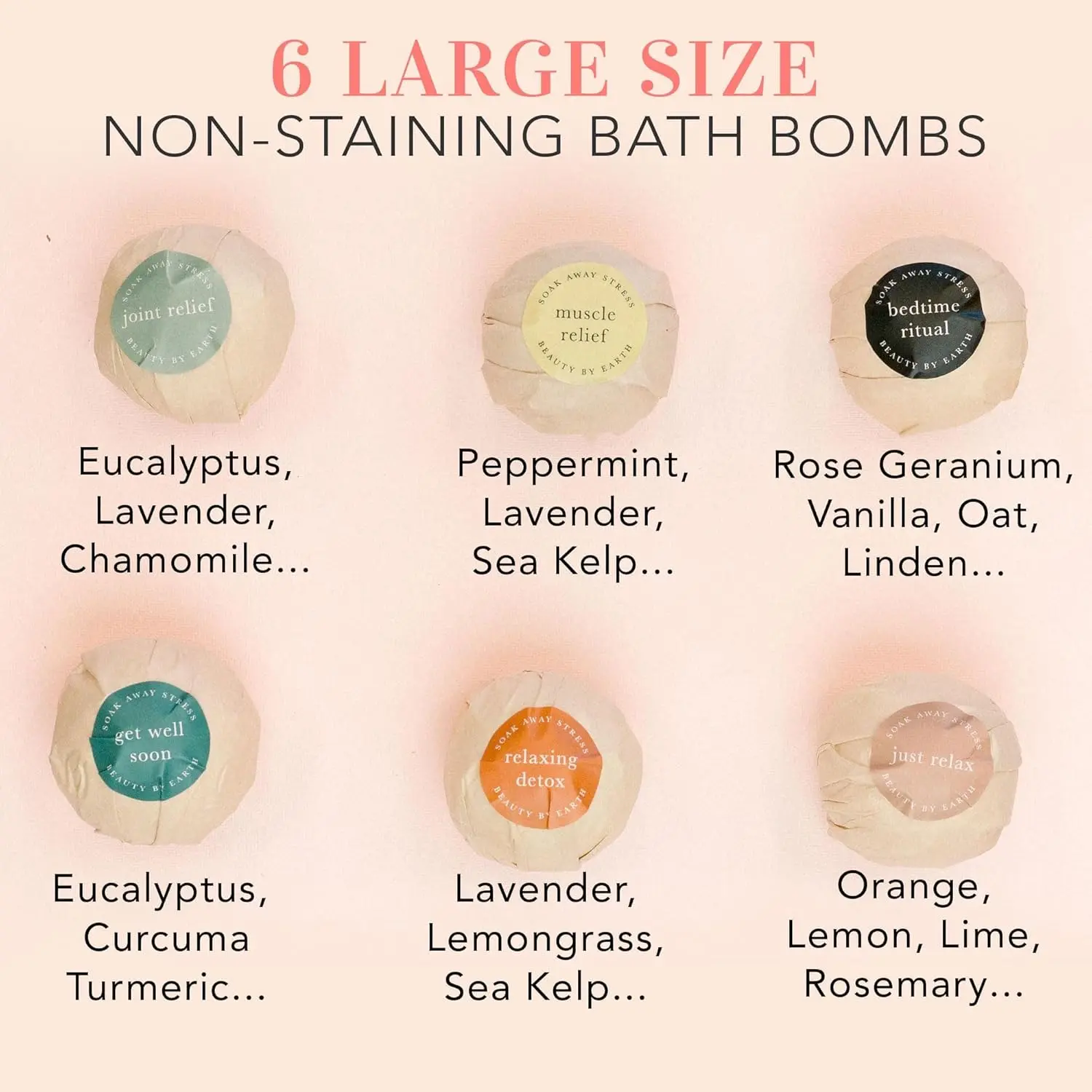 This USA-made bath bomb gift set features six organic and natural bath fizzies with essential oils, Epsom salt, clays, and butters, perfect for a relaxing spa experience for women, men, and kids.