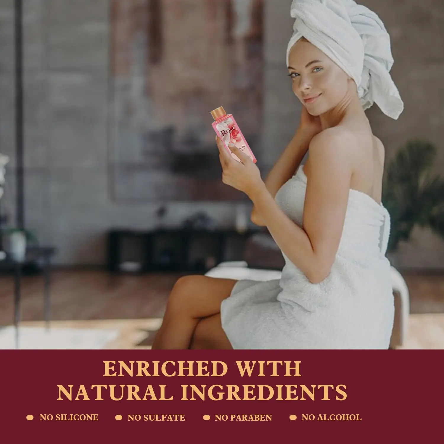 This luxurious rose-scented spa gift set for women includes body lotion, shower gel, a tumbler, and other pampering essentials for a relaxing at-home spa experience.