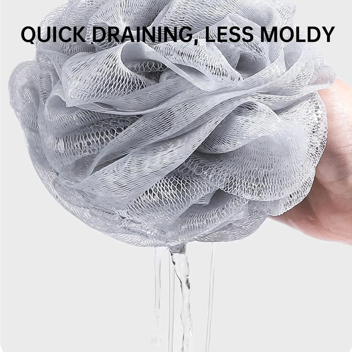 This image shows a four-pack of large, colorful bath loofahs designed for gentle exfoliation and creating a rich lather for a soothing and thorough body cleaning experience.