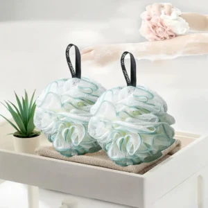 A single green bath loofah sponge is displayed, perfect for exfoliating skin in the shower.