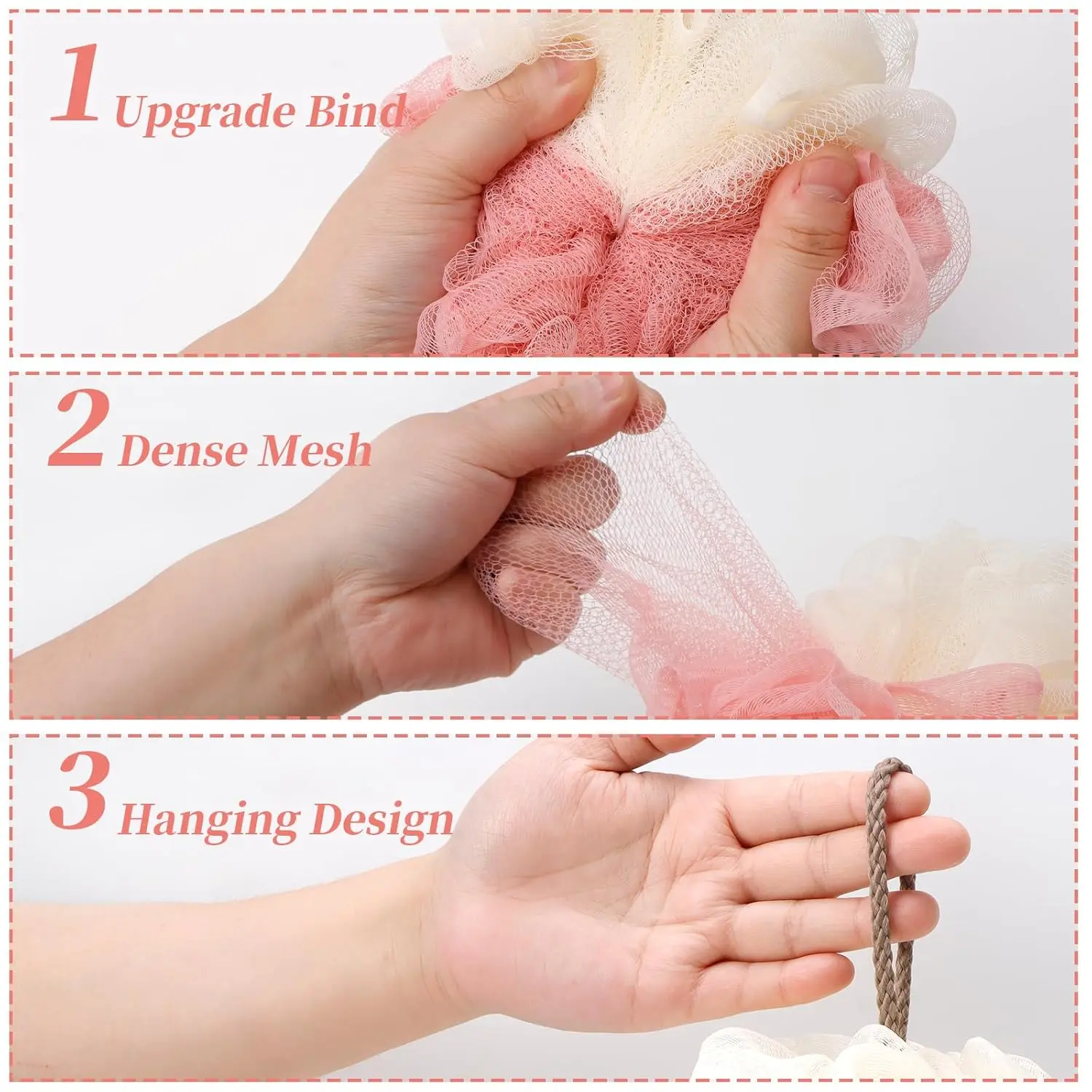 This colorful 4-pack of bath loofah sponges provides gentle exfoliation, creating a rich lather for smooth and soft skin with easy hanging storage.