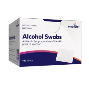 This image shows a two-pack of BD Alcohol Swabs, each containing 100 swabs.