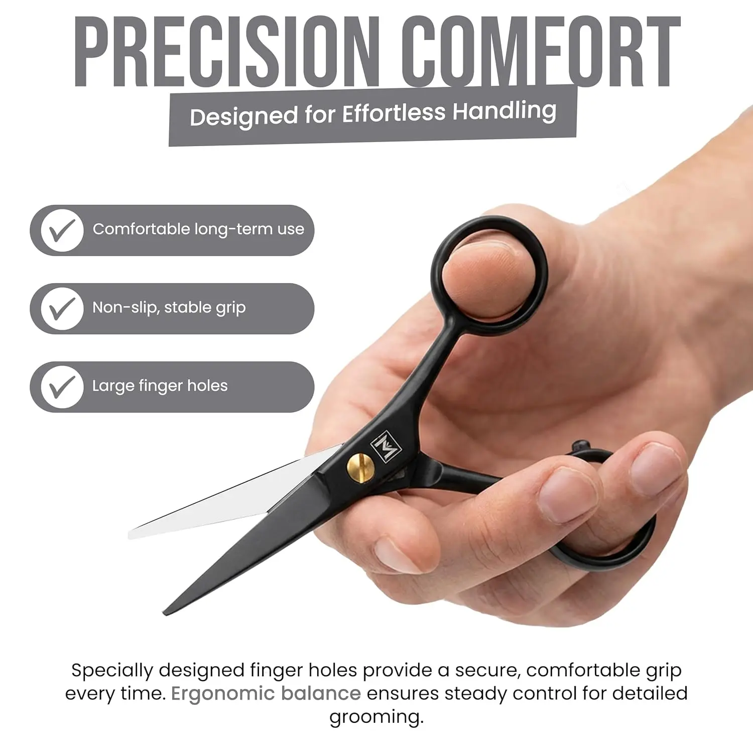 This premium quality handmade beard scissors grooming set for men includes mustache and beard combs with a leather pouch, perfect for precise facial hair trimming, eyebrows, and ear hair.