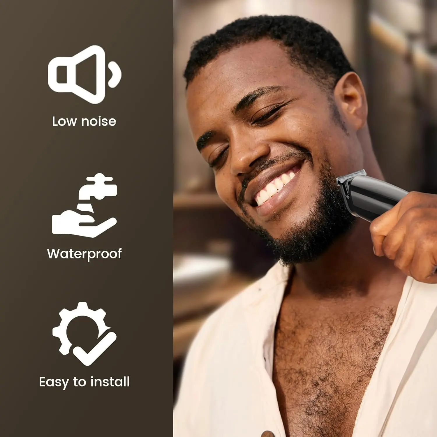 This 12-in-1 cordless grooming kit includes a beard trimmer, hair clippers, and multiple attachments for precise trimming of facial hair, nose hair, and intimate areas, along with guide combs for achieving various hair styles and lengths.