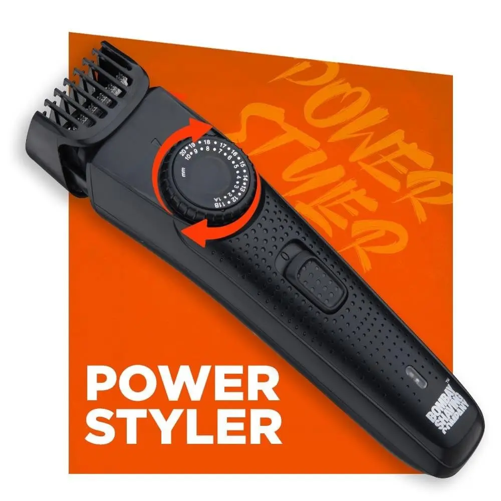 This beard trimmer for men by Bombay Shaving Company has adjustable combs, USB charging, a smart lock, and durable stainless steel blades for precise grooming.