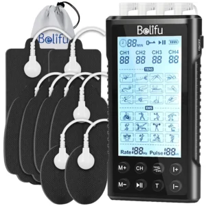 The Belifu TENS unit is a rechargeable muscle stimulator with multiple modes and electrode pads, designed to provide pain relief for the neck, back, and arms.