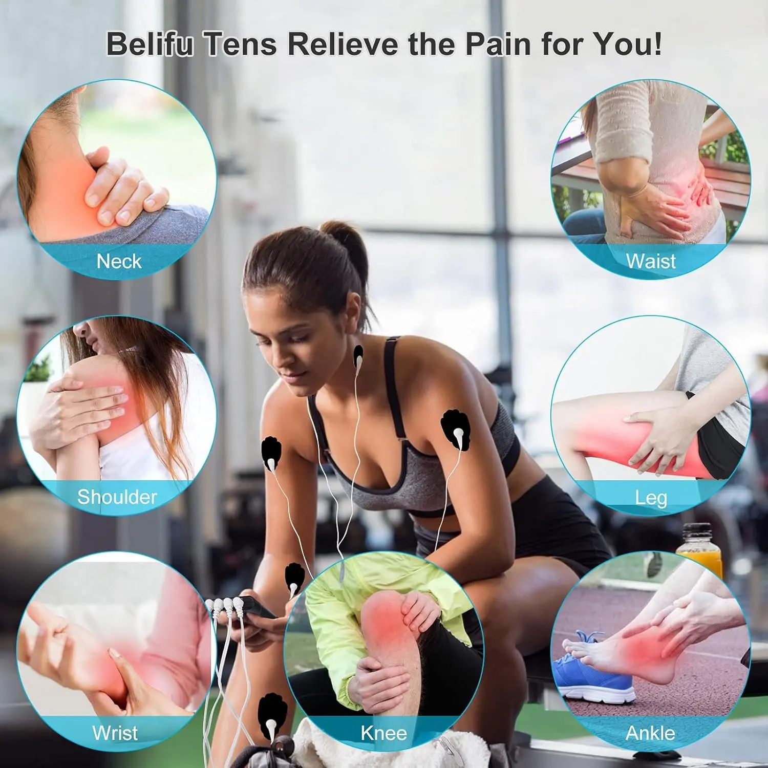 The Belifu TENS unit is a rechargeable muscle stimulator with multiple modes and electrode pads, designed to provide pain relief for the neck, back, and arms.