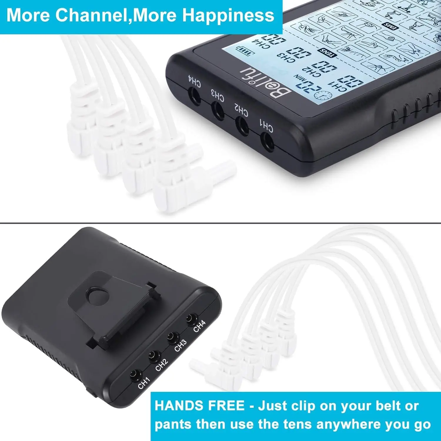 The Belifu TENS unit is a rechargeable muscle stimulator with multiple modes and electrode pads, designed to provide pain relief for the neck, back, and arms.